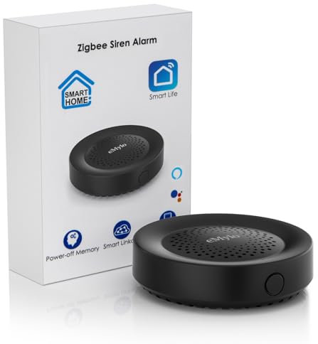 eMylo Zigbee-Alarm, Schwarzer Alarm, TUYA/SmartLife APP-Steuerung, Ton- und Lichtalarm, automatische Push-Benachrichtigung, für Wohneinheiten, Krankenhäuser, Pflegeheime usw. (Erfordert TUYA Zigbee-Hu
