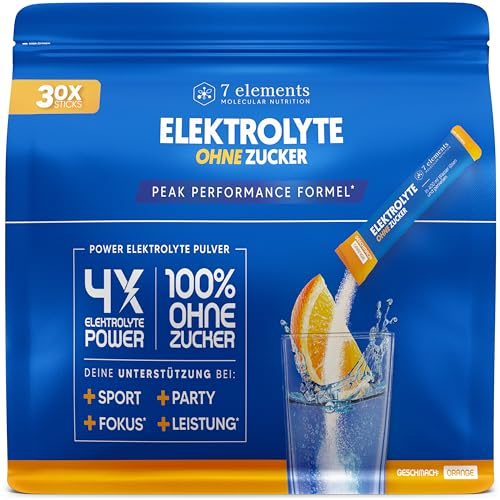 Elektrolyte OHNE ZUCKER - 30 Stück - 1390mg Elektrolyte für Sport und gegen Kater - Elektrolyt Pulver kalorienarm und zuckerfrei - Premium Electrolytes mit Orange-Geschmack – 300g