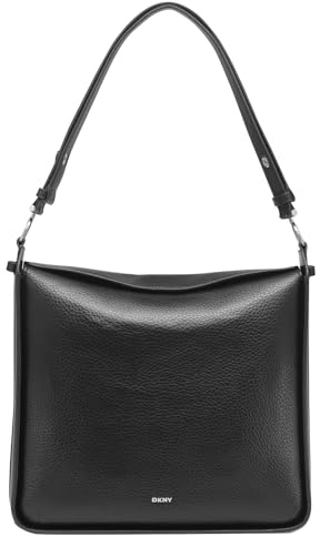 DKNY Women's Akia HOBO Handbag, Black/Silver