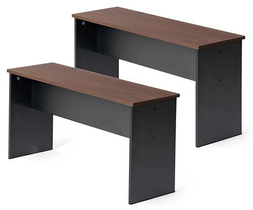 LafeuR Sitzbänke für Esszimmertisch, 2er Set, Küchenbänke, Esstischbänke,90x30x45 cm,Holzbank,Schlafzimmer oder Küche,Walnuss + Schwarz