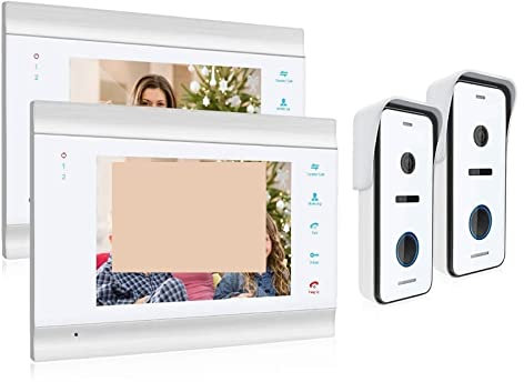 EDEDE Wireless Video Doorbell Camera, 7 Inch HD1080P Video Door Phone Intercom System With High Definition Wired Doorbell Camera Support Unlock for Home Security(2M2D)