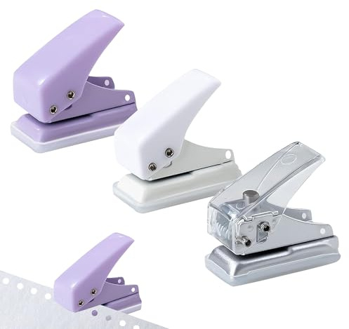 3PCS Single Hole Puncher, 3 Colors, White/Purple/Transparent