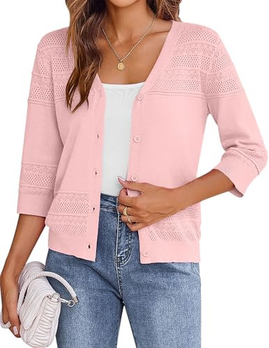 Zeagoo Bolero - Cardigan da donna, elegante, leggero, estivo, aperto, maniche a 3/4, per abiti da sera, Colore: rosa., M