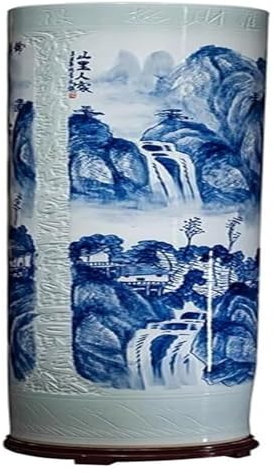 Große Bodenvase, Keramik, handbemalt, Landschaft, Wohnzimmer, Hotel, chinesisch, Blumenarrangement, dekorativ, bodenstehend, große Vase, Bodenvasen, dekorativ, hoch(35X120cm)