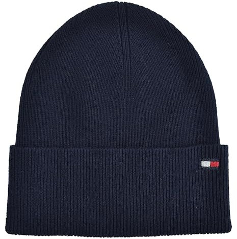 Tommy Hilfiger Strickmütze Mütze Cotton Cashmere Beanie Baumwolle Kaschmir Blau Navy One Size