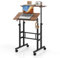 COSTWAY Scrivania per Computer Regolabile in Altezza, Postazione di Lavoro per Computer con Ruote e Ganci, Tavolo Porta PC per Studio e Ufficio, 60 x 60 x 72-124 cm (Marrone)