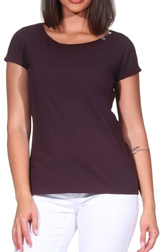 Ragwear Damen T-Shirt Kurzarmshirt Basic Freizeitshirt Fllorah GOTS 2521-10012 Plum (2030) S