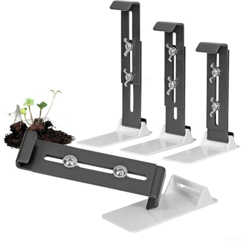 HOHOVYVY 4 Stück Fensterbank Blumenkasten Halterung Höhenverstellbar Aus Edelstahl Unsichtbarer Balkon Blumenkastenhalter Mit Adaptern Für Außenfensterbänke