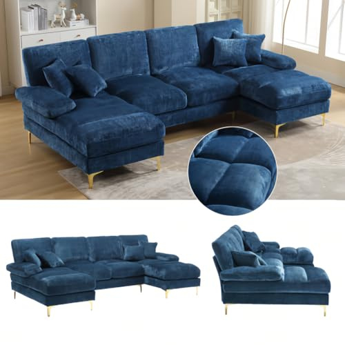 TUPOSTAR Modernes, GroßEs Ecksofa Aus Chenille, Ecksofa „Cloud, 4-Sitzer-Sofa Aus Chenille, Mit Doppelter Liegefunktion, FüR Wohnzimmer, Schlafzimmer, BüRo,02