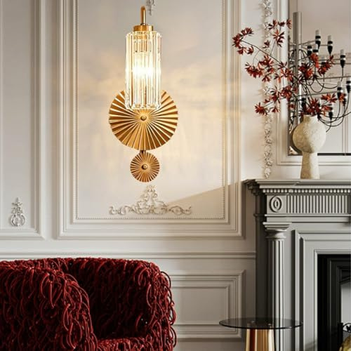 Trutipon Wandbeleuchtung, Innen-LED-Leseleuchten, Goldene Retro-Kristall-Lampen, Bett Scheinwerfer, Treppe, Schlafzimmer, Wohnzimmer, Flur, Badezimmer 3 Farben Moderne Beleuchtung