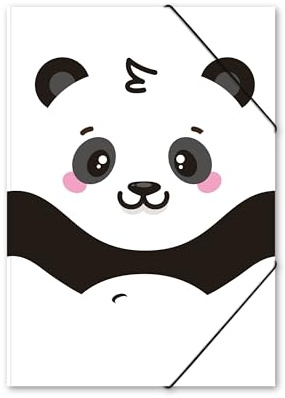itenga Gummizugmappe DIN A4 – Kawaii Design Tier Serie - aus robustem PP Kunststoff – innen & außen bedruckt – extra stabil & wasserabweisend – Sammelmappe (PANDA)