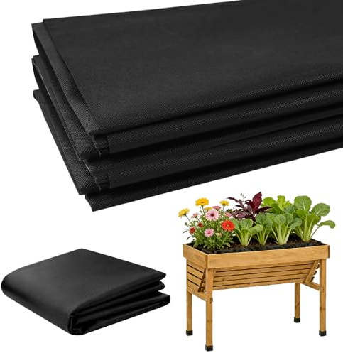 Afenau Forro de tela para grandes vegetales, forro de cama elevado, forro de caja de graden no tejido, forro de fieltro para cama elevada al aire libre para vegetales, plantas de flores, negro (162 cm