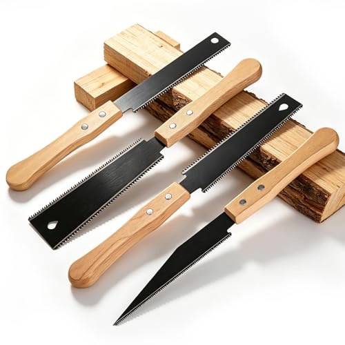 Hbzunt 4 Pcs Japanese Pull Saw Set, Woodworking Tools, Flush Cut Saw Double Edge Saws or DIY, Furniture Making & Carpentry