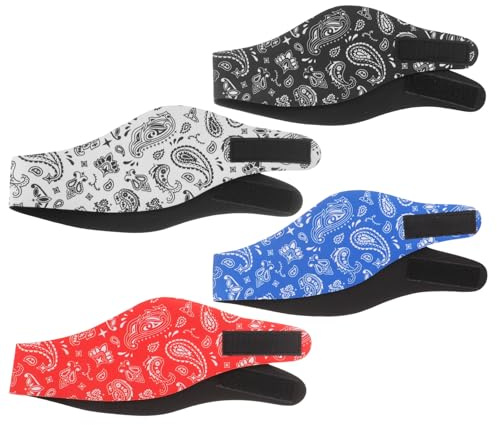 Beaupretty Adjustable Swimming Ear Headbands in Assorted Colours 4pcs Thick Sbr Material with Sticky Closure Shower and Kayaking Ear Protectors for Men and Women