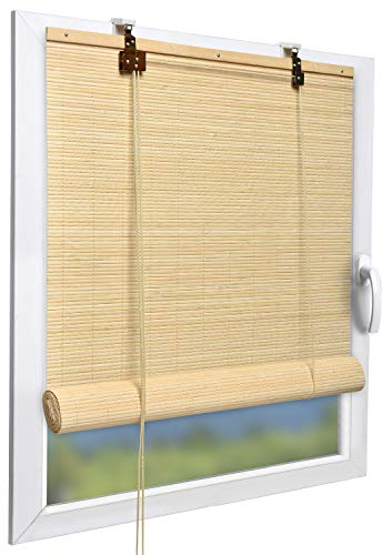 Sol Royal Bambusrollo 110 x 160cm SolDecor B86 - Sichtschutz Fenster Rollo Ohne Bohren - Raffrollo Bambus Inkl Klemmfix Träger - Holzrollo Natur mit Kindersicherheitsclip - Natur