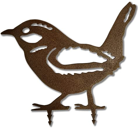ARTTEC Vogel/Zaunkönig (Edelrost klein) - hochwertige Gartendeko aus Metall - Rostdeko für Garten, Balkon & Terasse - Metall Gartenstecker - Made in Germany