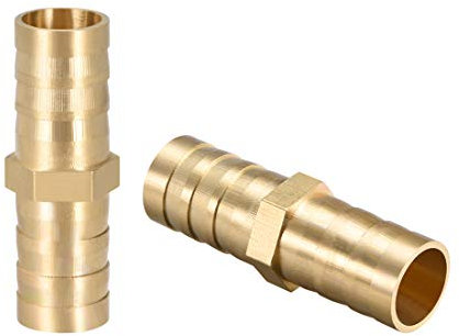 sourcing map 12mm or 1/2 ID Brass Barb Splicer Fitting,Straight Barb Hose Fitting Air Gas Water Fuel,2pcs