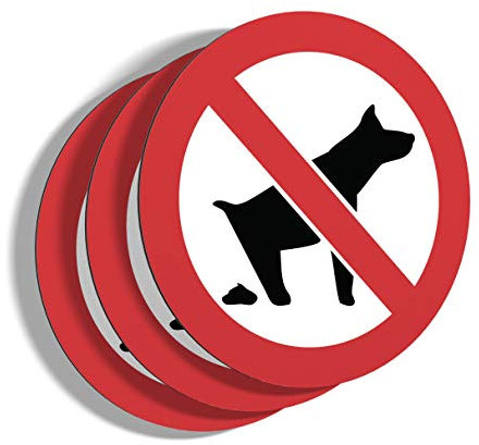 imaggge.com - Lote de 3 paneles rígidos para prohibición de caca de perro, redondos, 15 cm de grosor, 3 mm de grosor, aluminio y compuesto