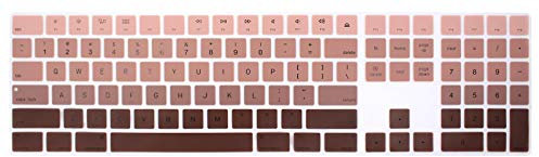 WYGCH Ultra Thin Silicone Full Size Wire Numeric Keyboard Cover Skin for Mac 2017 Magic Keyboard with Numeric Keypad MQ052LL/A A1843 US Layout,Ombre Brown