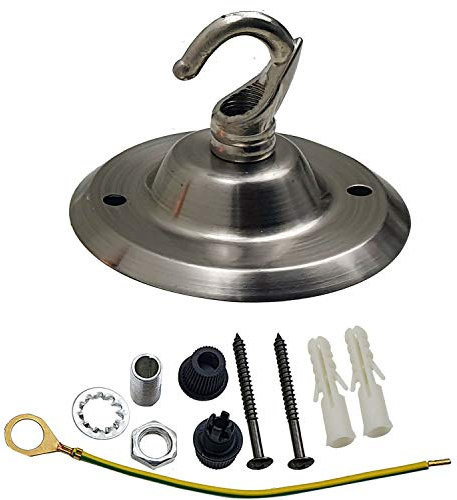 LEDSone 75mm Ceiling Rose for Light Fittings & Chandeliers with Hook for Ceiling,Wall and Pendant Lights (Satin Nickel)