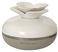 Millefiori Airdesign Diffuser Blume in der Farbe Taupe, Fassungsvolumen ca. 130ml, Keramikaufsatz Blume für die Duftverteilung, 1BFDO