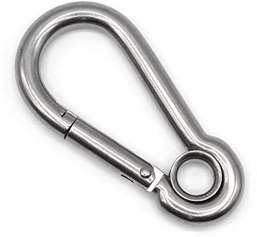 Constrabo| 5X Karabinerhaken mit Kausche 60 x 6 mm| DIN 5299 C| Stahl Karabiner Öse 120 kg| Karabiner-Haken mit Auge| Schnapphaken, Feuerwehrkarabiner Karabiner Haken mit geschlossenem Ring Carabiner