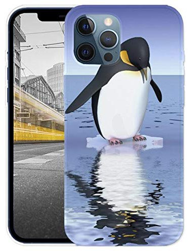 KX-Mobile Hülle für iPhone 12/12 Pro Handyhülle Motiv 1138 Pinguin Blau Schwarz Animiert Premium Silikonhülle SchutzHülle Softcase HandyCover Handyhülle für iPhone 12/12 Pro Hülle
