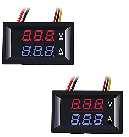 ALMOCN 2pcs 0.28 LED Voltmeter Ammeter, Red and Blue Digital Multimeter Display Voltage Current Tester,DC 0-100V 10A Detector Voltage Current Meter Panel Amp Volt Gauge