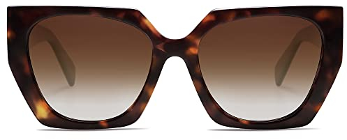 SOJOS Occhi Di Gatto Occhiali Da Sole Per Donna Grandi Retrò Vintage Quadrati Protezione UV Occhiali SJ2205 Con Tartaruga Scura Telaio/Marrone Lente