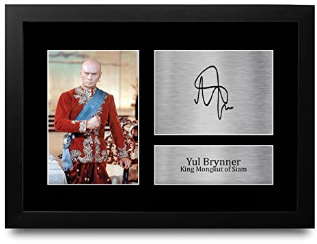 HWC Trading FR A4 Yul Brynner The King & I Geschenke Geducktes Signiertes Autogramm Foto für Fans von Film Memorabilien - A4 Framed