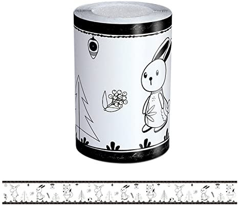 VisitRyl Bordure de papier peint Frise Murale Adhesive Frise Autocollante pour Cuisine, Salle de Bains, plinthe Décoration Murale animaux de dessin animé en noir et blanc 10cm X 500cm