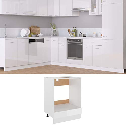 Tidyard Armario de Horno Módulos de Cocina Armario de Cocina Vitrina Armario Colgante Mueble de Pared Multifuncional,Apto para Cocina Madera contrachapada Blanco Brillo 60x46x81,5 cm