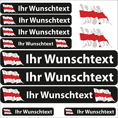 INDIGOS UG Fahrrad Aufkleber Weißrussland - 13 Fahnenaufkleber wehend - Sticker selbst gestalten - Autoaufkleber- Motorrad - Namensaufkleber wasserfest personalisiert - Wunschtext