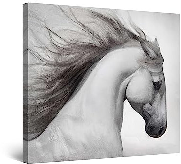 Startonight Impression sur Toile - Cheval Magique Blanc - Grande Tableau Decoration Murale Prêt à Accrocher Peinture Moderne et Contemporaine 80 x 80 cm Idée Cadeau Élégante et Originale