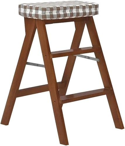 OKUOKA Sgabello Portatile Scaletta Pieghevole Scaletta di Moda Semplice per la Cucina della Biblioteca Domestica, Legno 3 Gradini -F20N (Colore : 7#)
