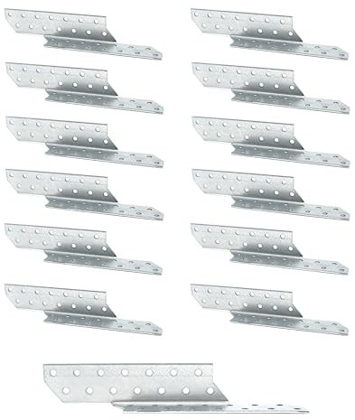 DOJA Barcelona | Anclaje para Vigas | 210 x 32 mm | Derecha | Pack 12 | Anclaje Viga Madera Cargas Pesadas | Escuadras Asimétricas | Conector Vigas de Derecha para Construcción, Puentes, Listones