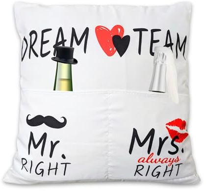 Bada Bing Dekokissen mit 2 Taschen Dream Team - originelles Kissen mit Spruch zum selbst Befüllen als Geschenk - personalisiertes Hochzeitsgeschenk Hochzeit Geldgeschenk - Kissenhülle inkl. Kissen 08