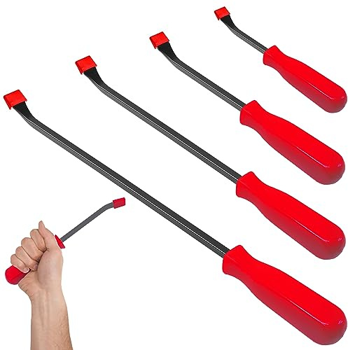 Retoo Reifenheber Set, 4 Montierhebel, Stahl, 8, 12, 18, 24 Zoll | Rutschfeste Kunststoffgriffe, breiter Rundkopf, für Motorrad, Fahrrad, Offroad- und Vollreifen, für Werkstatt und Garage