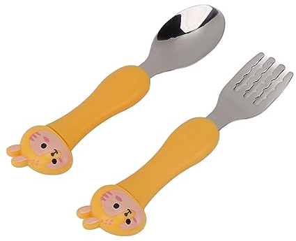 Gabel-Löffel-Set, Verschleißfeste, Glatte Kanten, Niedliches Kindergeschirr in Cartoon-Form für (Eichhörnchen)