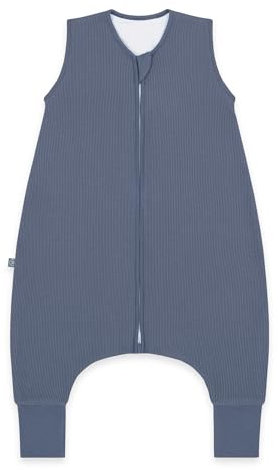 emma & noah Baby Schlafsack mit Füßen 1.0 TOG, Ganzjahres Schlafsack mit Beinen für den Frühling, Sommer und Herbst, 100% Bio-Baumwolle, OEKO-TEX Zertifiziert (Essential Blau, 100 cm)