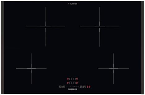 Oranier Induktionskochfeld 80 cm KFI380 Slider Bedienung & 4 Kochzonen - autarkes Glaskeramikkochfeld mit schwarzen Kochfeld-Seitenleisten