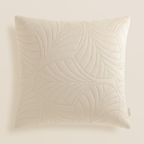 ROOM99 Feel 45 x 45 cm Zierkissenbezüg Kissenbezüg Kissenhüll Dekorative Dekokissen Wurfkissenbezug Deko Aesthetic Modern Schlafzimmer Wohnzimmer Velvet Samt Creme,1 Stück