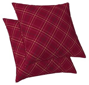 ggaimwf Tartan Kissenbezügen 45x45cm Rot Ästhetische Kissen Pastell Gemustert Kariert Plaid Leinen Kissenbezüge dekorativ Sofakissen Landhausstil 2er-Set