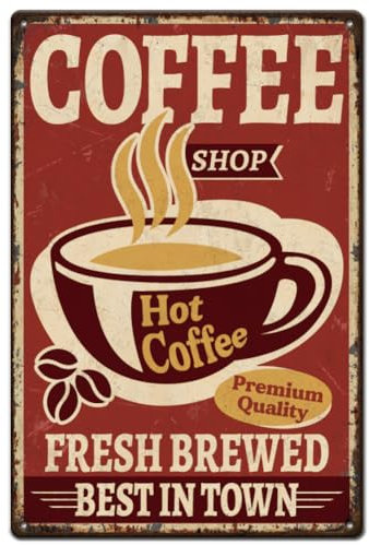 SUPERDANT Kaffee Blechschild Bunte Metallschild Eisen Vintage Deko Retro Blechschilder Deko Für Zuhause Metallschilder Für Bars Cafés Kneipen Toiletten Wohnzimmer Schlafzimmer 30x20 cm