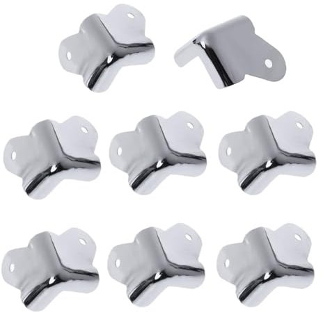 Esforzarse 8 Stück Kantenschutz, Metallschutzscheiben, Eckenschützer, Lautsprecher Eckschutzwinkel Schrank Metall Musikinstrument Gitarre Ampli System, Schutz für Lautsprecher Verstärker(Silber)