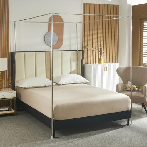 Beyeutao Betthimmel Rahmen Mückennetz Rahmen Baldachin Rahmen Bed Canopy Frame Vier Poster Bettrahmen Betthimmel Rahmen Betthimmel Pole Schrauben Design. (Edelstahl, 150 x 200 cm)