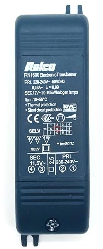 Relco RN1600 Elektronischer Transformator FOX105PFS THR 230V auf 12V Kombi Trafo Halogen 20-105W - LED 10-55W - 110x37x27mm - dimmbar (5)