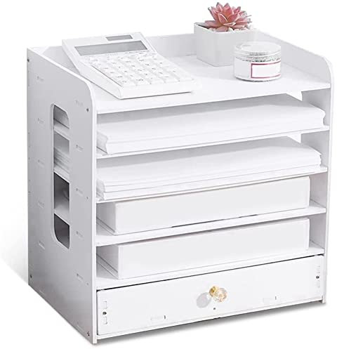 Pcivzxam Schreibtisch-Organizer-Ablage Aus, Aktensortierer, Daten-Finishing-Rack, Weißes Daten-Finishing-Rack für das Heimbüro, Ordner, Datei, Post, Sortierregal, Aktenhalter, Ablage