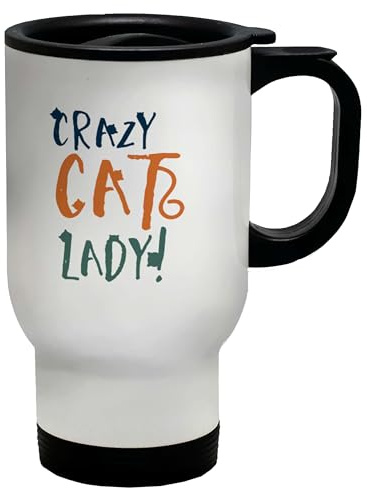 Shopagift Crazy Cat Lady Travel Mug Kitten Cat Lover Stainless Steel 14oz Cup