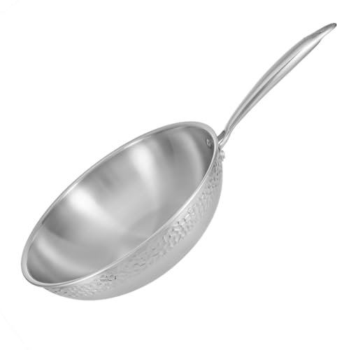 RESTO Wok 28 cm h=8,5cm, Bratpfanne aus Edelstahl - Universalpfanne mit dreilagiger Basis, Energieeinsparung 25% - Pfanne ist für alle Herdarten geeignet, auch Induktion, ofenfest